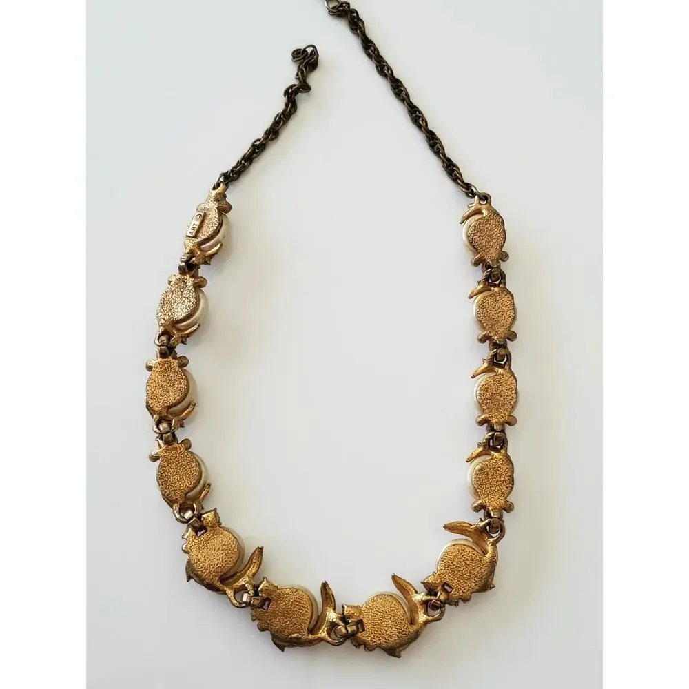 Vintage Art Designer Faux Pearl and Rhinestone Necklace